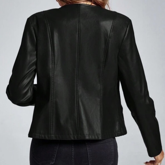 Plus Vegan Leather Zip up Moto jacket - Picture 8 of 12